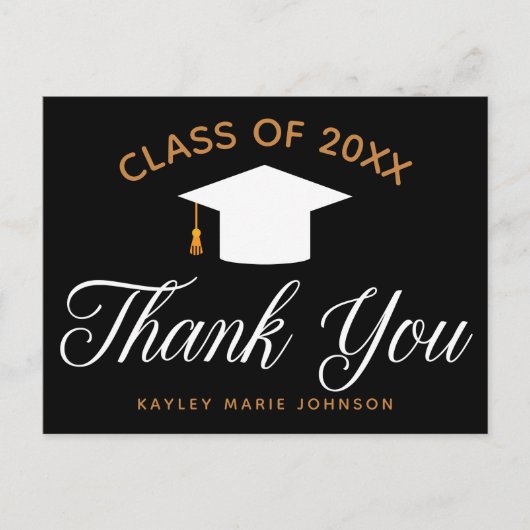 Abschluss Black Gold Custom Class Vielen Dank Postkarte (Vorderseite)