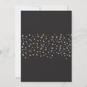 Abschluss Black & Gold Einladung Stars Confetti (Rückseite)