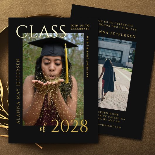 Abschluss Black Gold Foil Graduate Einladung
