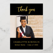 Abschluss Black Gold Foto Folie Danke Karte (Vorderseite)