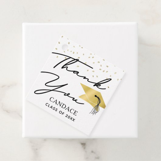 Abschluss Black Gold Script Confetti Vielen Dank Geschenkanhänger (Beispiel)