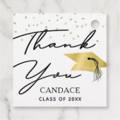 Abschluss Black Gold Script Confetti Vielen Dank Geschenkanhänger (Rückseite)