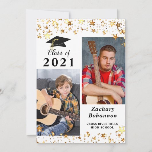 Abschluss Black Gold Stars Foto Ankündigung (Vorderseite)