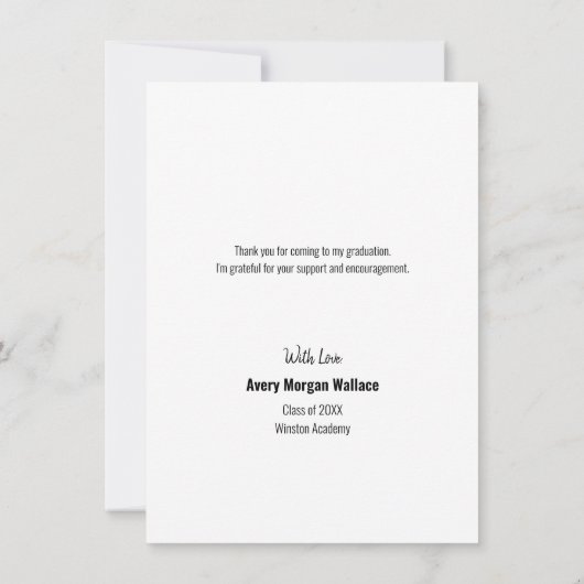 Abschluss Black Gold Tassel Moderne Handschrift Dankeskarte (Rückseite)