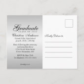 Abschluss Black Grad Cap & Script auf Silver Party Einladungspostkarte (Rückseite)