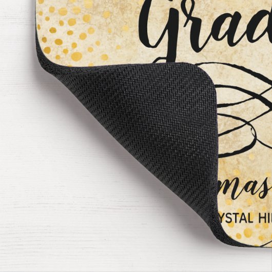 Abschluss Black Grad Cap Script Gold Mousepad (Ecke)