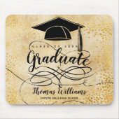 Abschluss Black Grad Cap Script Gold Mousepad (Vorne)