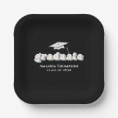 Abschluss Black Graduate Retro Typografie Einfach Pappteller (Vorderseite)