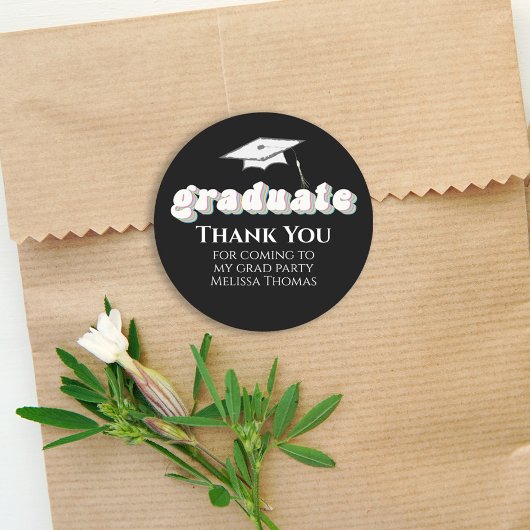 Abschluss Black Graduate Retro Typografie Einfach Runder Aufkleber