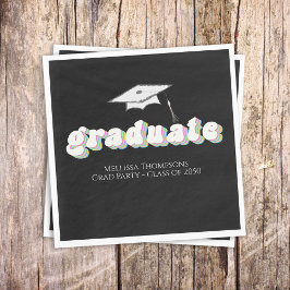 Abschluss Black Graduate Retro Typografie Einfach Serviette