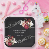 Abschluss Black Hübsch Rote Rosen Lilies Pappteller (Party)