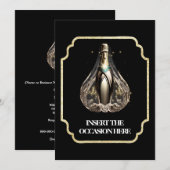 Abschluss Black Krawatte Geburtstag Sekt schick Einladung (Vorne/Hinten)