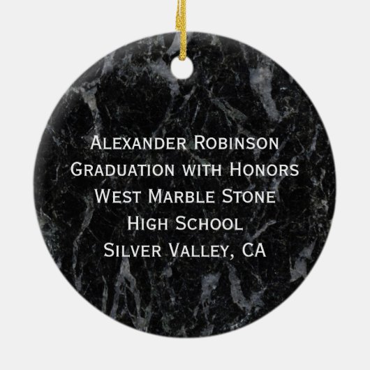 Abschluss Black Marble Personalisiert Keramik Ornament (Hinten)