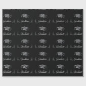 Abschluss Black & Silver 3D Look, Cap & Diploma Geschenkpapier (Flach)