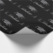 Abschluss Black & Silver 3D Look, Cap & Diploma Geschenkpapier (Ecke)