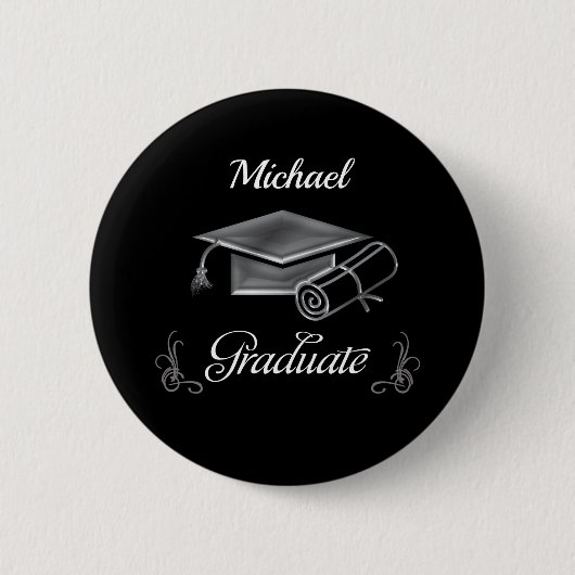 Abschluss Black & Silver, Cap & Diploma Button (Vorderseite)