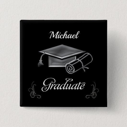 Abschluss Black & Silver, Cap & Diploma Button (Vorderseite)