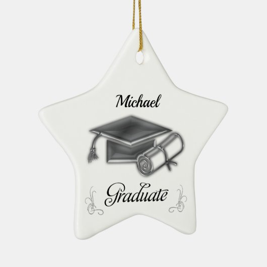 Abschluss Black & Silver, Cap & Diploma Keramik Ornament (Rechts)