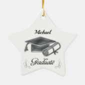 Abschluss Black & Silver, Cap & Diploma Keramik Ornament (Hinten)