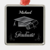 Abschluss Black & Silver, Cap & Diploma Ornament Aus Metall (Vorne)