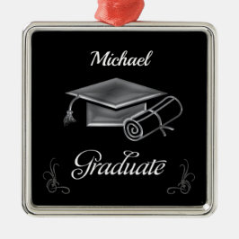 Abschluss Black & Silver, Cap & Diploma Ornament Aus Metall