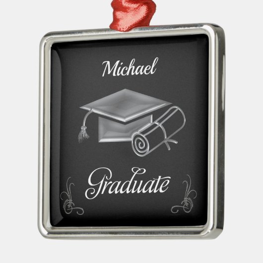 Abschluss Black & Silver, Cap & Diploma Ornament Aus Metall (Links)