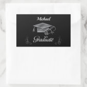 Abschluss Black & Silver, Cap & Diploma Rechteckiger Aufkleber (Tasche)