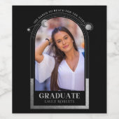 Abschluss Black Silver Sun Moon Stars Grad Foto Weinetikett (Einzelnes Label)