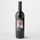 Abschluss Black Silver Sun Moon Stars Grad Foto Weinetikett (Vorderseite)