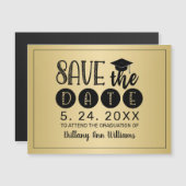 Abschluss Black Typografie Gold Magnetkarte (Vorne/Hinten)