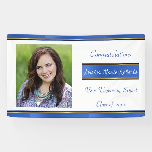 Abschluss, Blau, benutzerdefiniertes Foto, Banner (Horizontal)