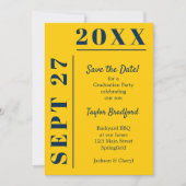 Abschluss Blau und Gelb Save The Date (Vorderseite)