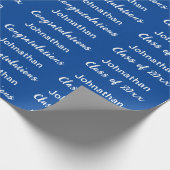 Abschluss Blau Weiße Glückwünsche Absolventenname Geschenkpapier (Ecke)