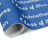 Abschluss Blau Weiße Glückwünsche Absolventenname Geschenkpapier (Rolleneckpunkt)
