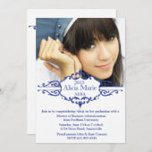 Abschluss-blaue Foto-Einladung Einladung (Vorne/Hinten)