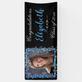 Abschluss, blauer Glitzer, benutzerdefiniertes Fot Banner (Vertikal)