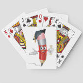Abschluss-Bleistift-Charakter mit Diplom Spielkarten (Rückseite)