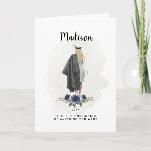 Abschluss Blonde Girl Karte (Vorderseite)