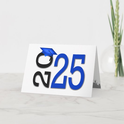 Abschluss Blue and Black School Colors 2025 Karte (Vorderseite)