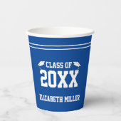 Abschluss Blue and White Grad Name Class of 2025 Pappbecher (Vorderseite)