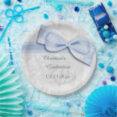 Abschluss Blue Damask und Bow Imitate Pappteller (Party)