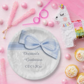 Abschluss Blue Damask und Bow Imitate Pappteller (Party)
