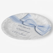 Abschluss Blue Damask und Bow Imitate Pappteller (Schrägansicht)