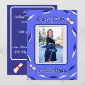 Abschluss, Blue Flat Announcement Card Ankündigung (Vorne/Hinten)