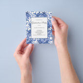 Abschluss Blue Floral Party Einladung Flyer (Gruppe)