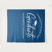 Abschluss Blue Foto Booth Wandteppich (Vorderseite (Horizontal))