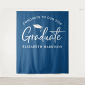 Abschluss Blue Foto Booth Wandteppich (Vorderseite)