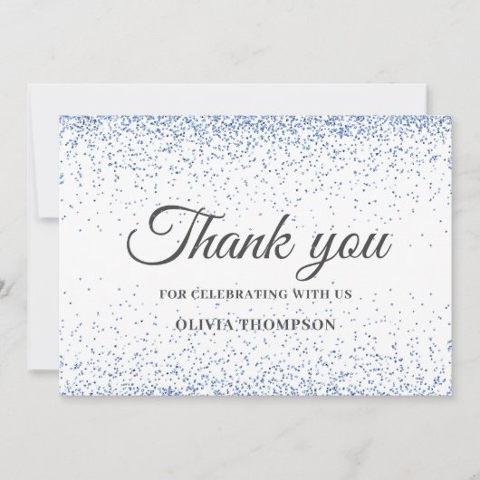 Abschluss Blue Glitzer Vielen Dank Dankeskarte (Vorderseite)