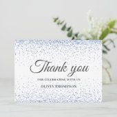 Abschluss Blue Glitzer Vielen Dank Dankeskarte (Stehend Vorderseite)