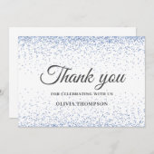 Abschluss Blue Glitzer Vielen Dank Dankeskarte (Vorne/Hinten)
